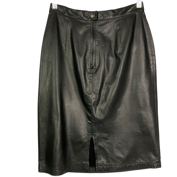 Georgetown Leather Design Black Genuine Leather Skirt, size 11/12 (see msrmnts) - Picture 2 of 9